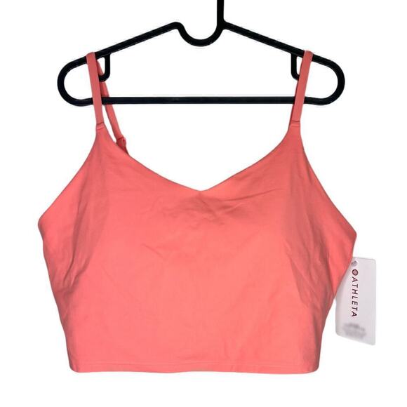 NWT Athleta Cropped Top / Longline Bra Medium Elevation V-Neck  A-C Sunset Glow - Picture 2 of 8